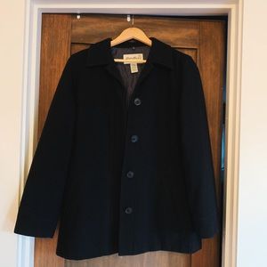 Eddie Bauer Black Wool Peacoat